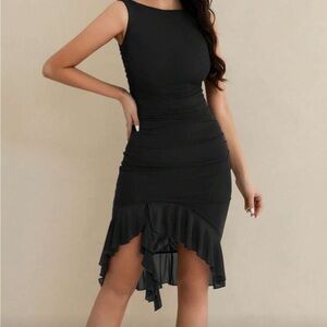 SHEIN Black Ruffled Dress